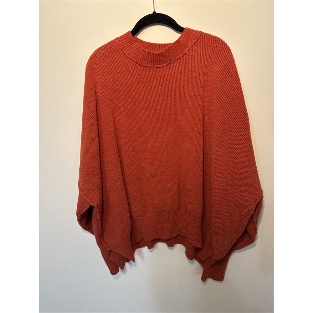 White Birch Orange Crew Neck Sweater with Batwing Sleeves - XL